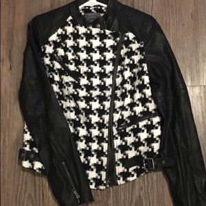 Guess houndstooth biker jacket size small